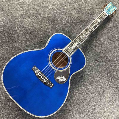 China Custom Solid Spruce 41 Inch D Style Acoustic Guitar Abalone Ebony Fingerboard Water Ripple Maple Acoustic Electric Guita supplier