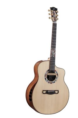 China Custom Extrema Poison Folk Acoustic Guitar Solid Spruce Santos Rosewood Body Arm Rest GJ Cutaway supplier