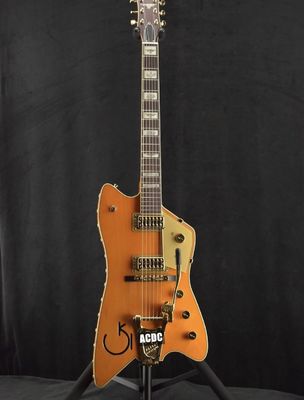 China Custom BillyBo Jupiter Orange Eddie Cochran Thunder Cow Cactus Inlay Bigs Tremolo Bridge with Gold Hardware Electric Gui supplier