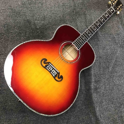China Custom J200 Flamed Maple Back Side Abalone Binding 550A Electronic Acoustic Guitar in Sunburst supplier