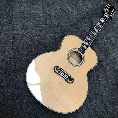 China Custom Grand GJ200FR Acoustic Guitar Red Flamed Maple Wood Back Side Abalone Binding 550A Soundhole Pickup in Natural supplier