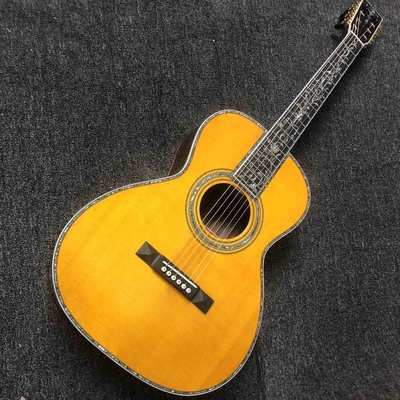 China All Solid Wood One Pcs Mahogany Wood Neck Acoustic Electric Guitar 39 Inch Ebony Fingerboard Real Abalone OO-Style supplier