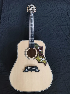 China Custom Solid Handmade AAAAA Grade Flamed Maple Neck Doves Dreadnought Acoustic Guitar Deluxe Version Customized Headstoc supplier