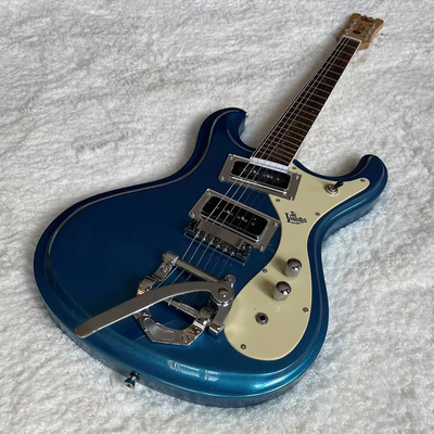 China Custom 1966 Ventures Mosrite Zero Fret JRM Johnny Ramone Electric Guitar Tremolo Tailpiece in Blue Color supplier