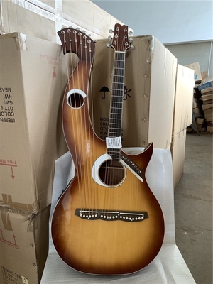 China Custom 6/6/8 Strings Double Neck Harp Electric Acoustic Guitar supplier