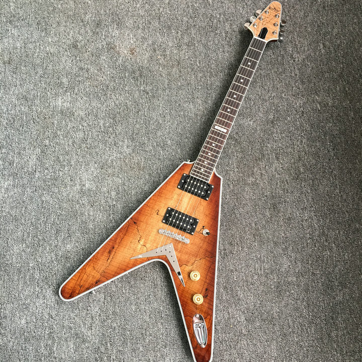 Emerald natural Flying V Electric Guitar China OEM Custom Body flying v