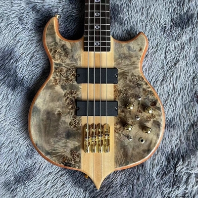 Ebony Fingerboard 4 Strings Bass Factory Burst Maple Top 9V Active Pickup Electric Bass Guitar supplier