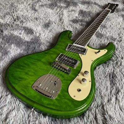Custom Mosrite Electric guitar JRM Johnny Ramone Guitar with Water Ripple in Green Color supplier