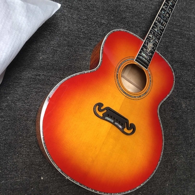 Custom Grand jumbo 43 inch J200 water ripple back side with kinds colors Acoustic Guitar life tree inlay neck, vintage supplier