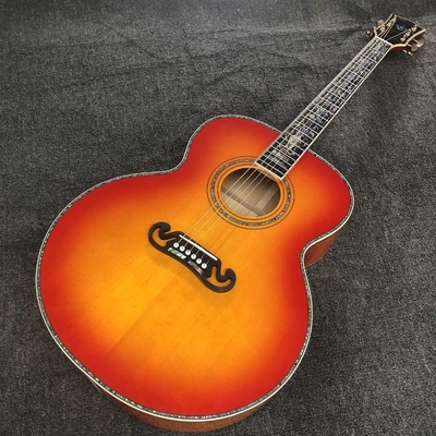 Custom Grand jumbo 43 inch J200 water ripple back side with kinds colors Acoustic Guitar life tree inlay neck, vintage supplier