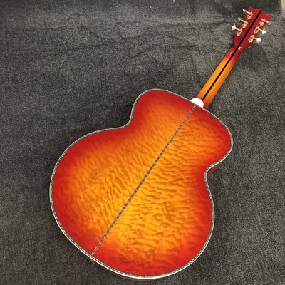 Custom Grand jumbo 43 inch J200 water ripple back side with kinds colors Acoustic Guitar life tree inlay neck, vintage supplier