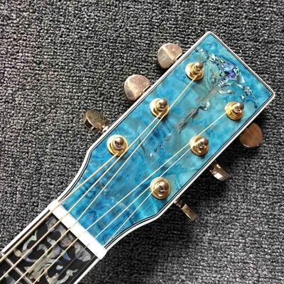 Custom OM Body Acoustic Electric Guitar Real Abalone Inlays Ebony Fingerboard Burst Maple Water Wave 301 Electronic supplier