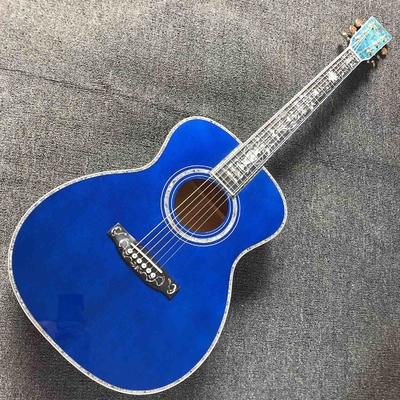 Custom OM Body Acoustic Electric Guitar Real Abalone Inlays Ebony Fingerboard Burst Maple Water Wave 301 Electronic supplier