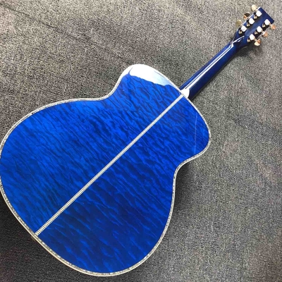 Custom OM Body Acoustic Electric Guitar Real Abalone Inlays Ebony Fingerboard Burst Maple Water Wave 301 Electronic supplier