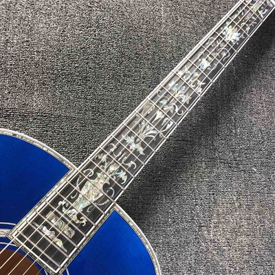 Custom OM Body Acoustic Electric Guitar Real Abalone Inlays Ebony Fingerboard Burst Maple Water Wave 301 Electronic supplier