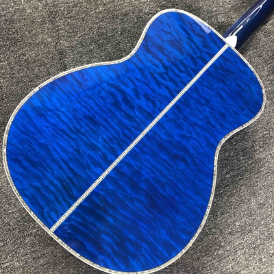 Custom OM Body Acoustic Electric Guitar Real Abalone Inlays Ebony Fingerboard Burst Maple Water Wave 301 Electronic supplier