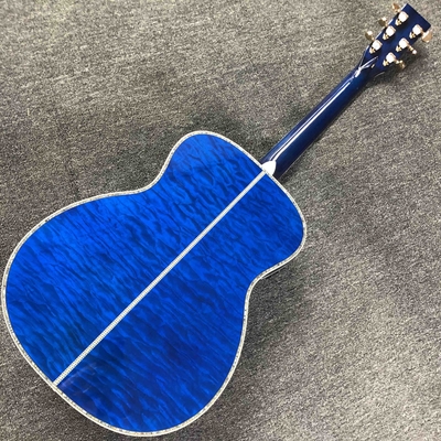 Custom OM Body Acoustic Electric Guitar Real Abalone Inlays Ebony Fingerboard Burst Maple Water Wave 301 Electronic supplier