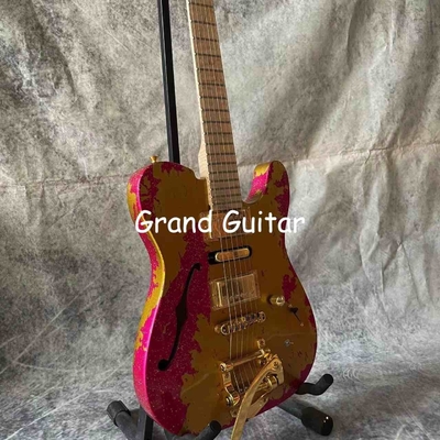 Custom Flamed Maple neck alder body HSH pickup locking tuner stainless steel fret reverse headstock aged relic Electric supplier