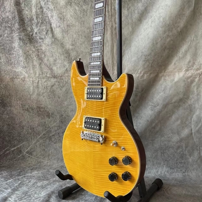 Custom Flamed Maple Veneer Pearloid Notched Block Inlays OVATION Electric Guitar supplier