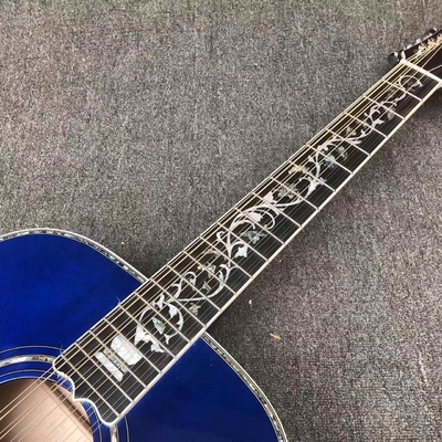 Custom 12 strings Blue color G200 classic acoustic guitar, Solid Sprue top,Factory Custom Maple body guitar supplier