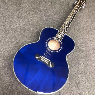 Custom 12 strings Blue color G200 classic acoustic guitar, Solid Sprue top,Factory Custom Maple body guitar supplier