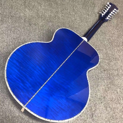 Custom 12 strings Blue color G200 classic acoustic guitar, Solid Sprue top,Factory Custom Maple body guitar supplier