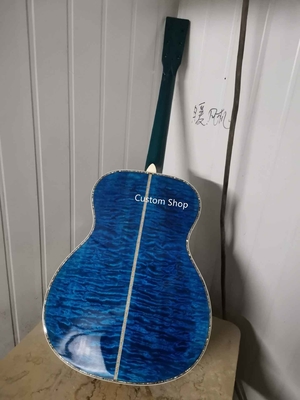 Custom 14 Frets Scalloped X Shaped Bracing OM Water Wave Top Full Abalone OM45 Blue Quilted Figured Maple Acoust supplier