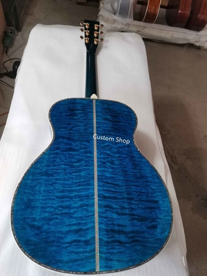 Custom 14 Frets Scalloped X Shaped Bracing OM Water Wave Top Full Abalone OM45 Blue Quilted Figured Maple Acoust supplier