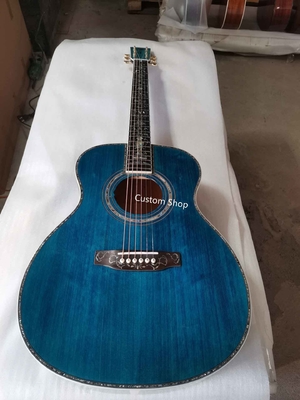 Custom 14 Frets Scalloped X Shaped Bracing OM Water Wave Top Full Abalone OM45 Blue Quilted Figured Maple Acoust supplier