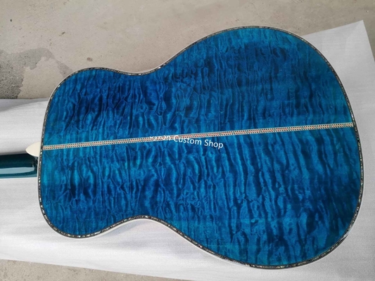 Custom 14 Frets Scalloped X Shaped Bracing OM Water Wave Top Full Abalone OM45 Blue Quilted Figured Maple Acoust supplier