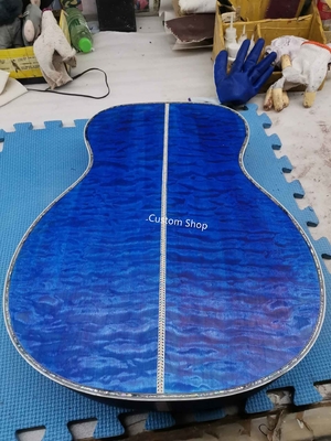 Custom 14 Frets Scalloped X Shaped Bracing OM Water Wave Top Full Abalone OM45 Blue Quilted Figured Maple Acoust supplier