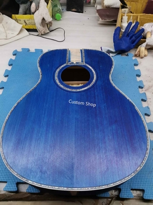 Custom 14 Frets Scalloped X Shaped Bracing OM Water Wave Top Full Abalone OM45 Blue Quilted Figured Maple Acoust supplier