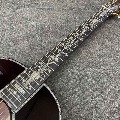 Custom OOO Body 39 inch abalone binding sunburst color solid rosewood back side acoustic guitar accept guitar bass OEM supplier