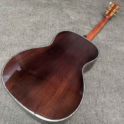 Custom OOO Body 39 inch abalone binding sunburst color solid rosewood back side acoustic guitar accept guitar bass OEM supplier