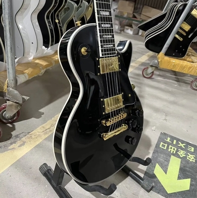 Custom GB Style LP Les Paul Electric Guitar, Mahogany Body, Ebony Fretboard, Black Color, Golden Hardware, Fret Binding supplier