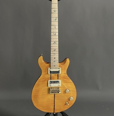 Custom Yellow Santana Retro Electric Guitar Flamed Maple Top Veneer HH Pickups Tremolo supplier