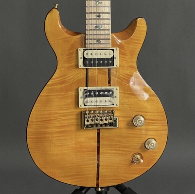 Custom Yellow Santana Retro Electric Guitar Flamed Maple Top Veneer HH Pickups Tremolo supplier