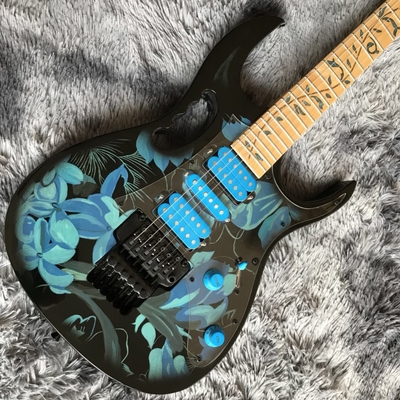 Custom Ibanez Style Jem77p Steve Vai Electric Guitar in Blue Floral Pattern supplier