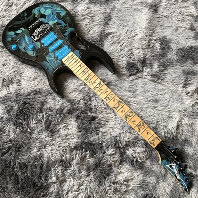Custom Ibanez Style Jem77p Steve Vai Electric Guitar in Blue Floral Pattern supplier