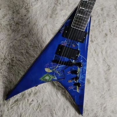 Factory Customized Special Body Blue Flying V Electric Guitar Black Hardware with A Top Quality supplier
