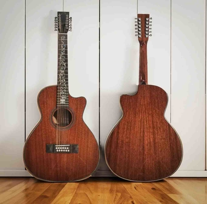 Custom Handcrafted OO Body Cutaway Acoustic Guitar with 12 Strings Double PRO Pickup supplier