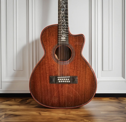 Custom Handcrafted OO Body Cutaway Acoustic Guitar with 12 Strings Double PRO Pickup supplier