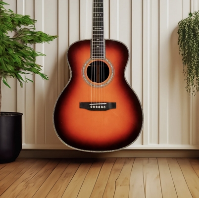 Custom Dark Brown Burst Solid Wood OM-42 / 45 Style Acoustic Guitar supplier
