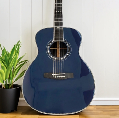 Navy Blue Solid Solid East Indian Rosewood Back Side OM Acoustic Guitar 000-14 Fret European Spruce Top supplier