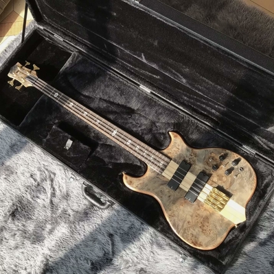 Custom 42 inch active pickup neck through body veneer maple top 4 strings Alembic style electric bass supplier