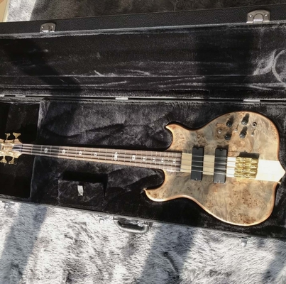 Custom 42 inch active pickup neck through body veneer maple top 4 strings Alembic style electric bass supplier