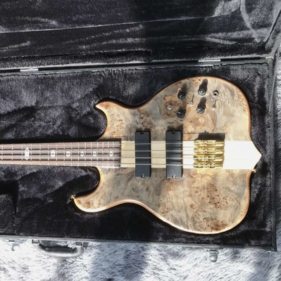 Custom 42 inch active pickup neck through body veneer maple top 4 strings Alembic style electric bass supplier