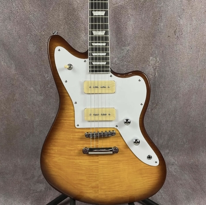 Custom Flamed Top Electric Guitar with P90 Pickups Solid Body Rosewood fingerboard supplier