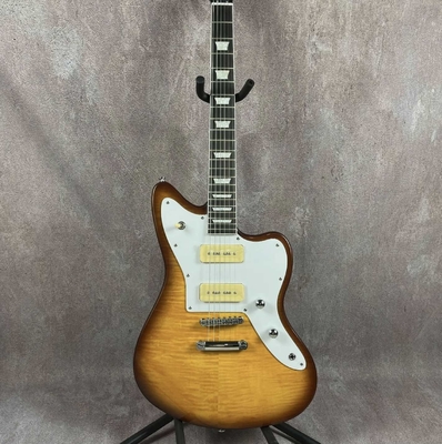 Custom Flamed Top Electric Guitar with P90 Pickups Solid Body Rosewood fingerboard supplier