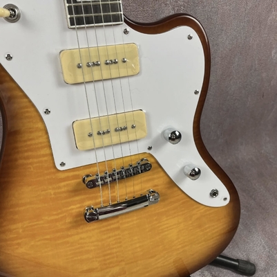 Custom Flamed Top Electric Guitar with P90 Pickups Solid Body Rosewood fingerboard supplier